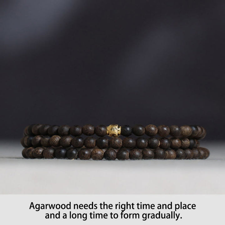 Buddha Stones 108 Mala Beads 999 Gold Bead Rare 5mm Brunei Black Qinan Agarwood Peace Strength Bracelet