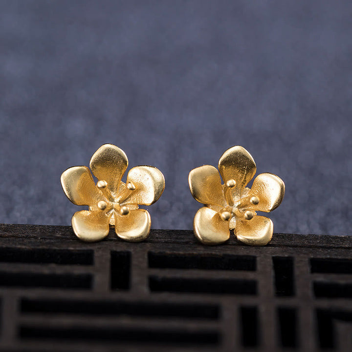 Buddha Stones 925 Sterling Silver Golden Peach Blossom Balance Earrings - image 3