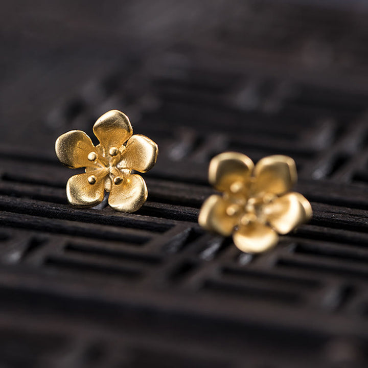 Buddha Stones 925 Sterling Silver Golden Peach Blossom Balance Earrings - image 5