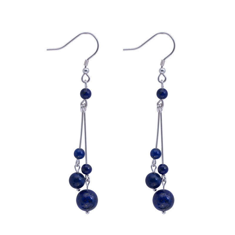 Buddha Stones 925 Sterling Silver Lazurite Lapis Lazuli Beads Serenity Drop Earrings - image 8