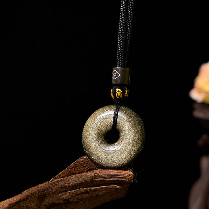 Buddha Stones "All the best for Luck and Confidence" Obsidian Necklace Includes Gift Message Card - image 5