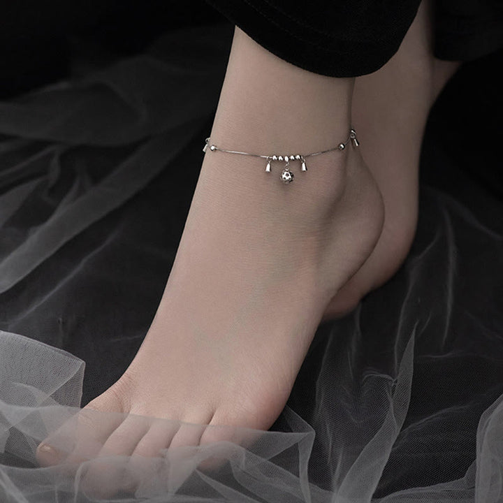 Buddha Stones 925 Sterling Silver Antiquity Bell Protection Anklet - image 2