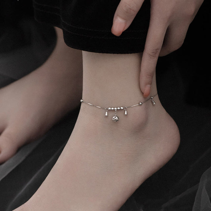 Buddha Stones 925 Sterling Silver Antiquity Bell Protection Anklet - image 4