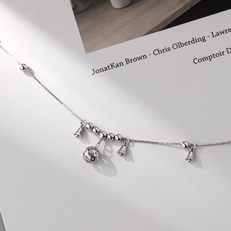Buddha Stones 925 Sterling Silver Antiquity Bell Protection Anklet - image 8