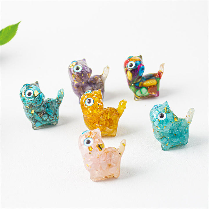 Buddha Stones Natural Crystal Turquoise Aquamarine Amethyst Cat Protection Decoration - image 18