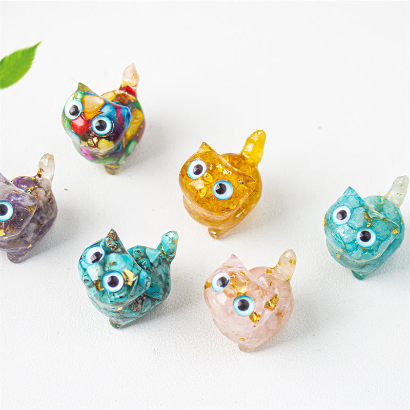 Buddha Stones Natural Crystal Turquoise Aquamarine Amethyst Cat Protection Decoration - image 19