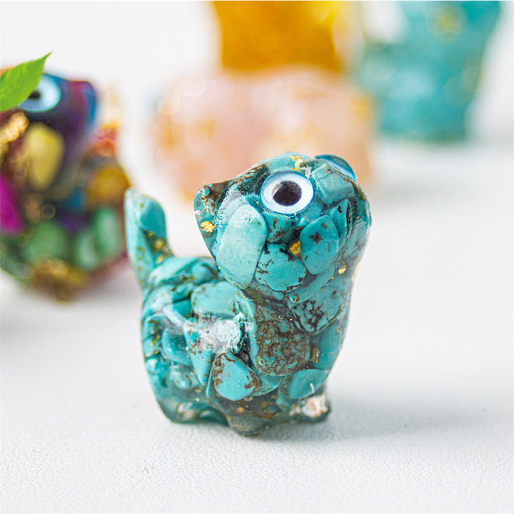 Buddha Stones Natural Crystal Turquoise Aquamarine Amethyst Cat Protection Decoration - image 4