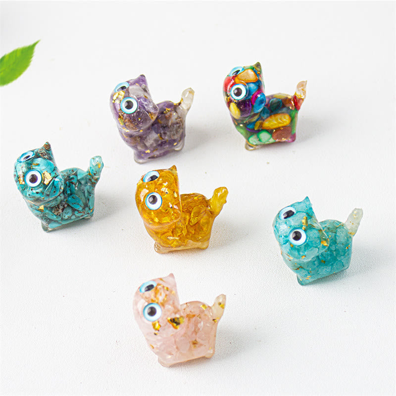 Buddha Stones Natural Crystal Turquoise Aquamarine Amethyst Cat Protection Decoration - image 20