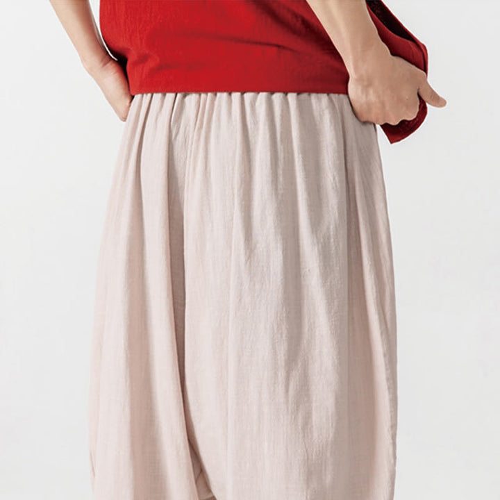 Buddha Stones Spring Solid Color Drawstring Men's Harem Pants With Pockets - image 30