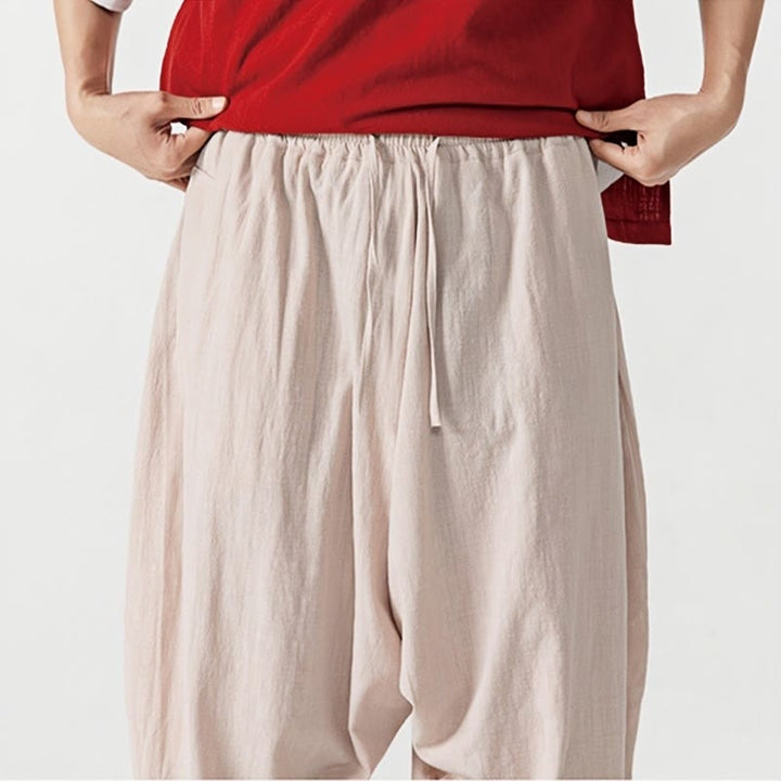 Buddha Stones Spring Solid Color Drawstring Men's Harem Pants With Pockets - image 28