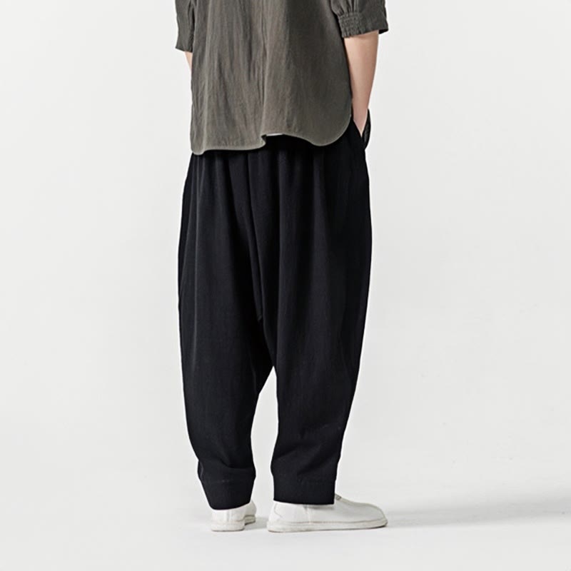 Buddha Stones Spring Solid Color Drawstring Men's Harem Pants With Pockets - image 12