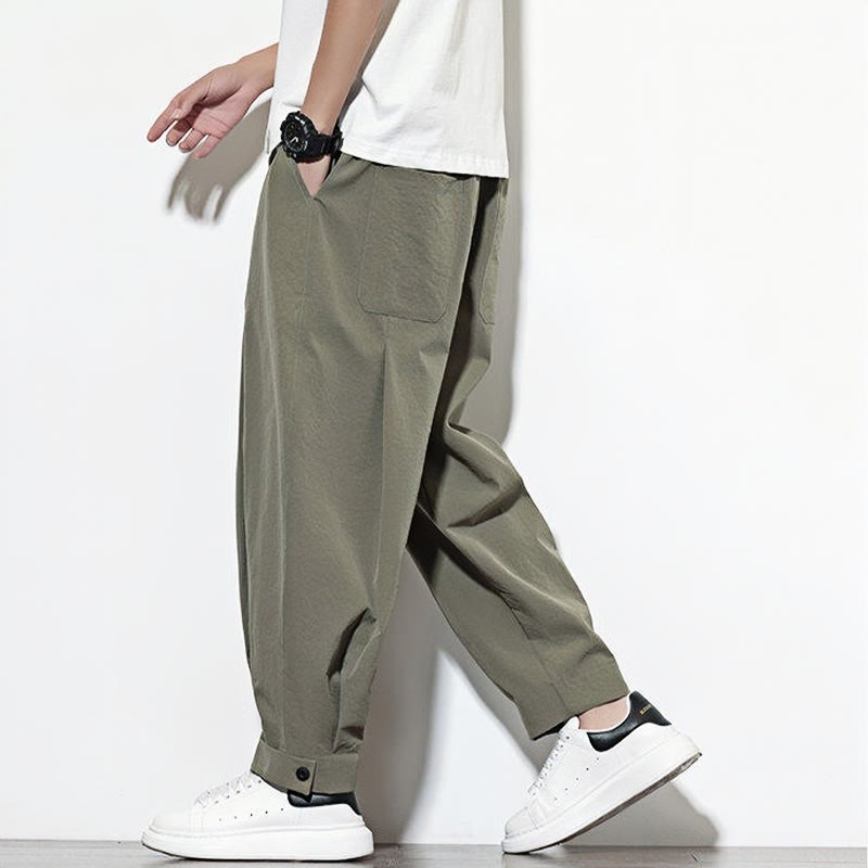 Buddha Stones Casual Solid Color Drawstring Men's Harem Pants With Pockets - image 1