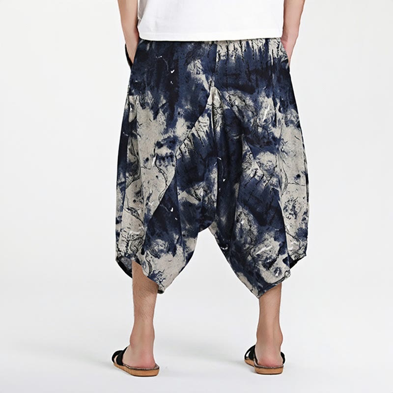 Buddha Stones Ethnic Pattern Drawstring 7-8 Length Cotton Men's Harem Pants With Pockets - image 10
