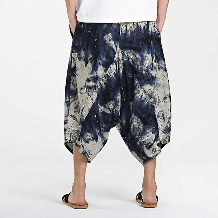 Buddha Stones Ethnic Pattern Drawstring 7-8 Length Cotton Men's Harem Pants With Pockets - image 10