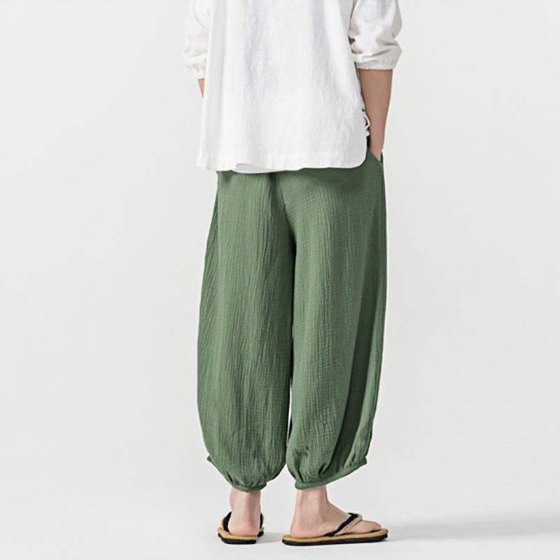Buddha Stones Soft Solid Color Drawstring Cotton Men's Pants With Pockets - image 33