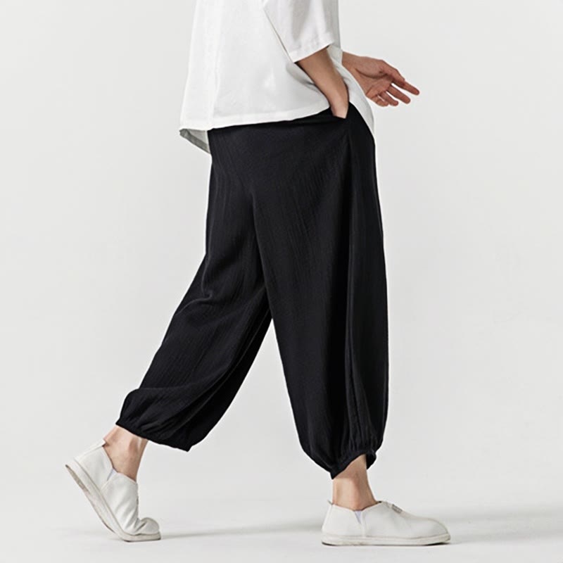 Buddha Stones Soft Solid Color Drawstring Cotton Men's Pants With Pockets - image 16