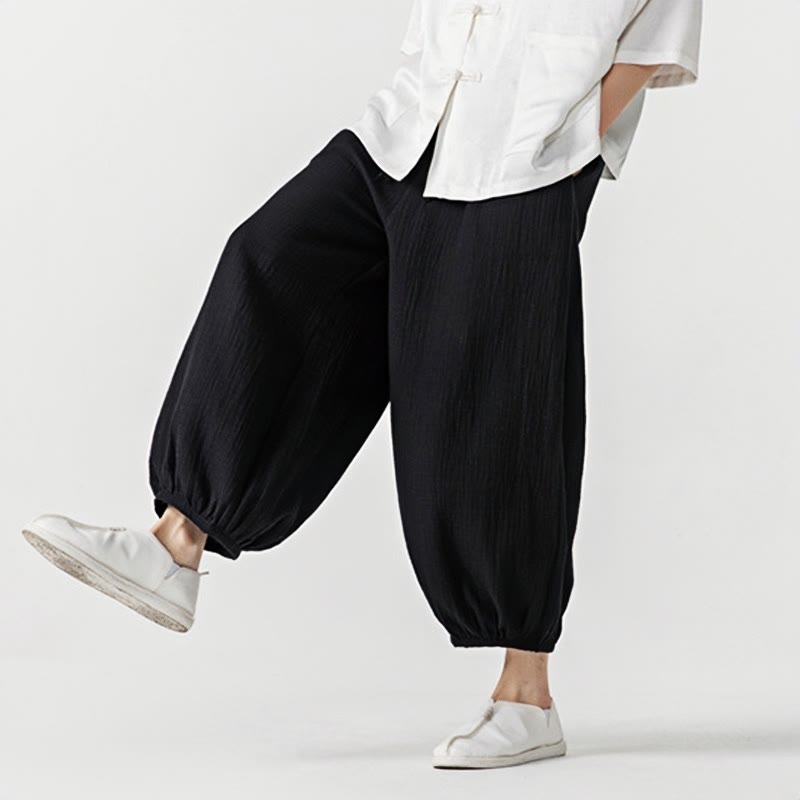 Buddha Stones Soft Solid Color Drawstring Cotton Men's Pants With Pockets - image 21