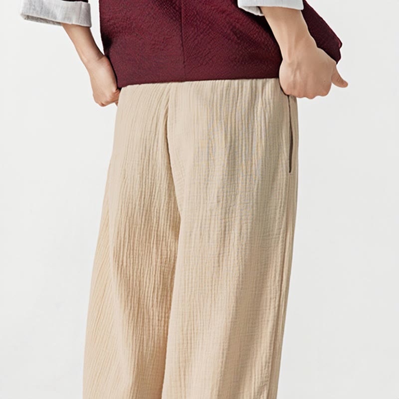 Buddha Stones Soft Solid Color Drawstring Cotton Men's Pants With Pockets - image 10