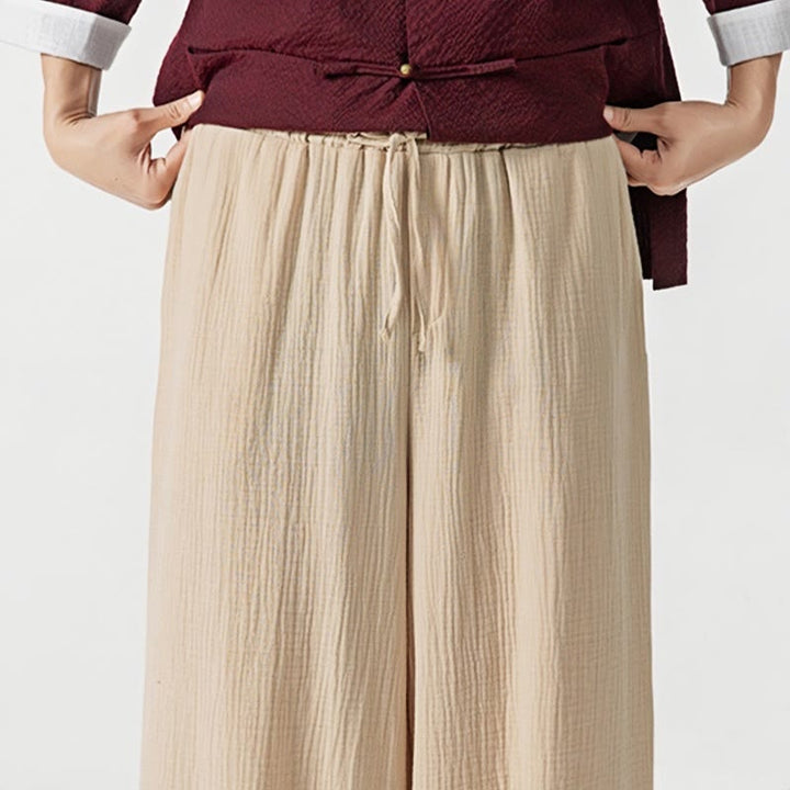 Buddha Stones Soft Solid Color Drawstring Cotton Men's Pants With Pockets - image 9