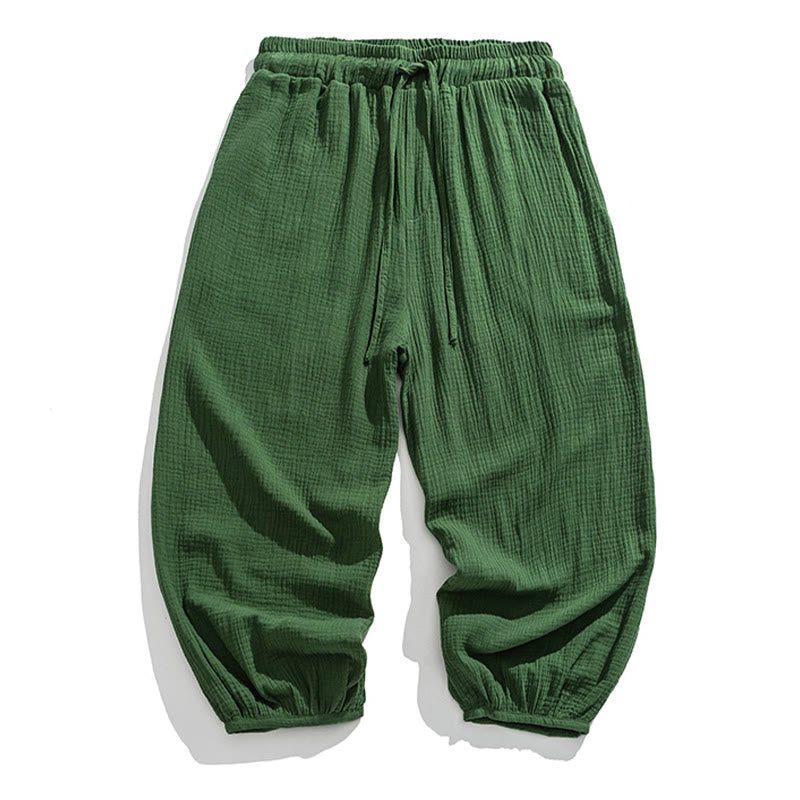 Buddha Stones Soft Solid Color Drawstring Cotton Men's Pants With Pockets - ForestGreen - US/UK/AU46，EU56 (5XL) - image 31