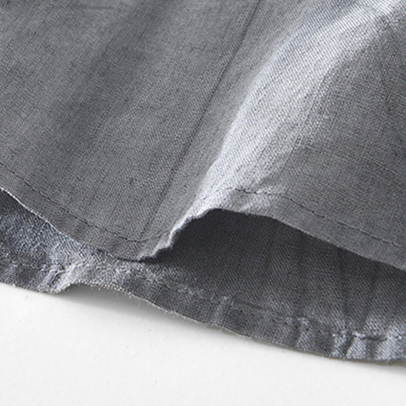 Buddha Stones Half Button Short Sleeve V-neck Ramie Cotton Men's Shirt - image 5