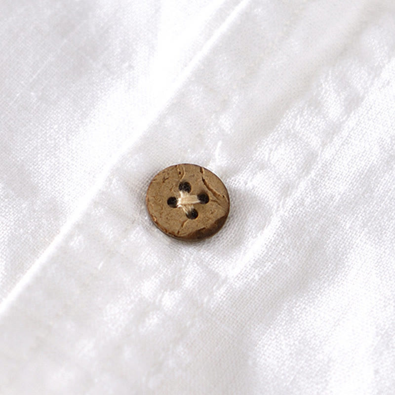 Buddha Stones Summer Stand Collar Short Sleeve Cotton Linen Half Button Men's Shirt - image 10