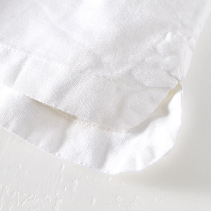 Buddha Stones Summer Stand Collar Short Sleeve Cotton Linen Half Button Men's Shirt - image 12