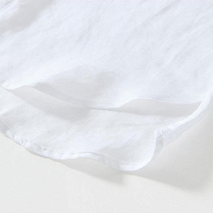 Buddha Stones Daily Frog-Button Stand Collar Short Sleeve Linen Men's Shirt - image 11