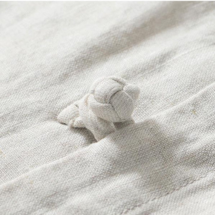 Buddha Stones Daily Frog-Button Stand Collar Short Sleeve Linen Men's Shirt - image 15