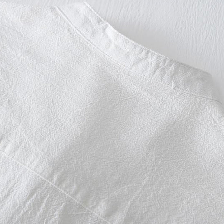 Buddha Stones Frog-button Mandarin Collar Embroidery Cotton Linen Short Sleeve Men's Shirt - image 16