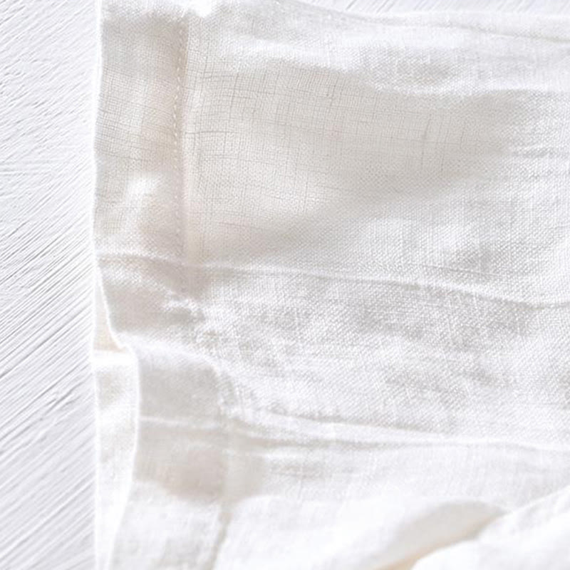 Buddha Stones Simple Design Short Sleeve Lapel Linen Half Button Men's Shirt - image 8