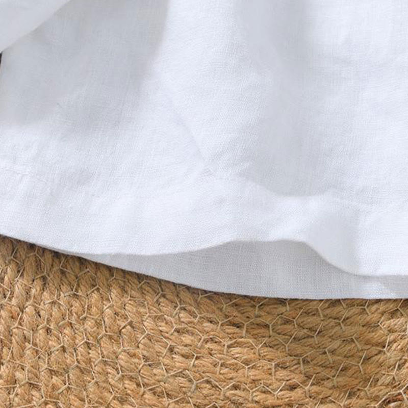 Buddha Stones Casual Plain V-neck Short Sleeve Linen Men's Shirt - image 24