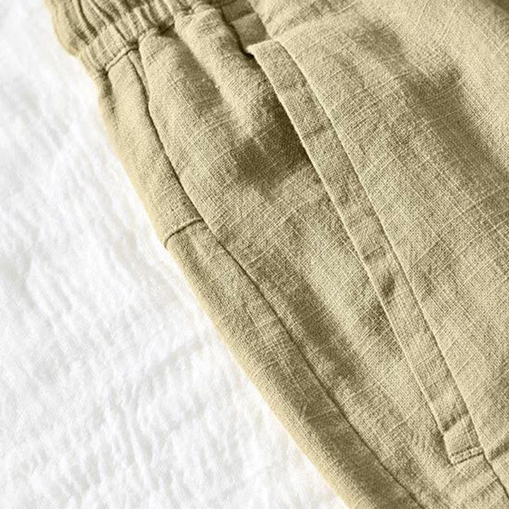 Buddha Stones Drawstring Simple Design 7-8 Length Cotton Linen Men's Pants With Pockets - image 17