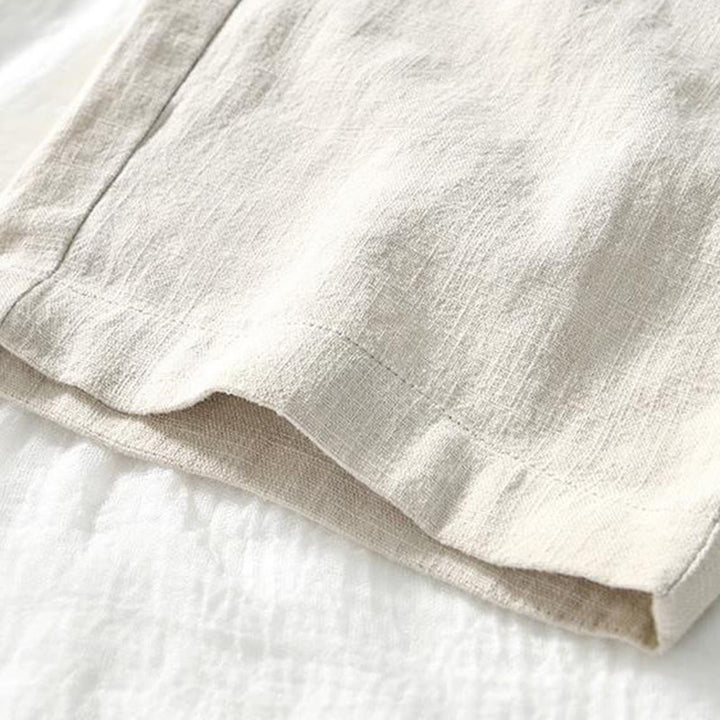 Buddha Stones Drawstring Simple Design 7-8 Length Cotton Linen Men's Pants With Pockets - image 4