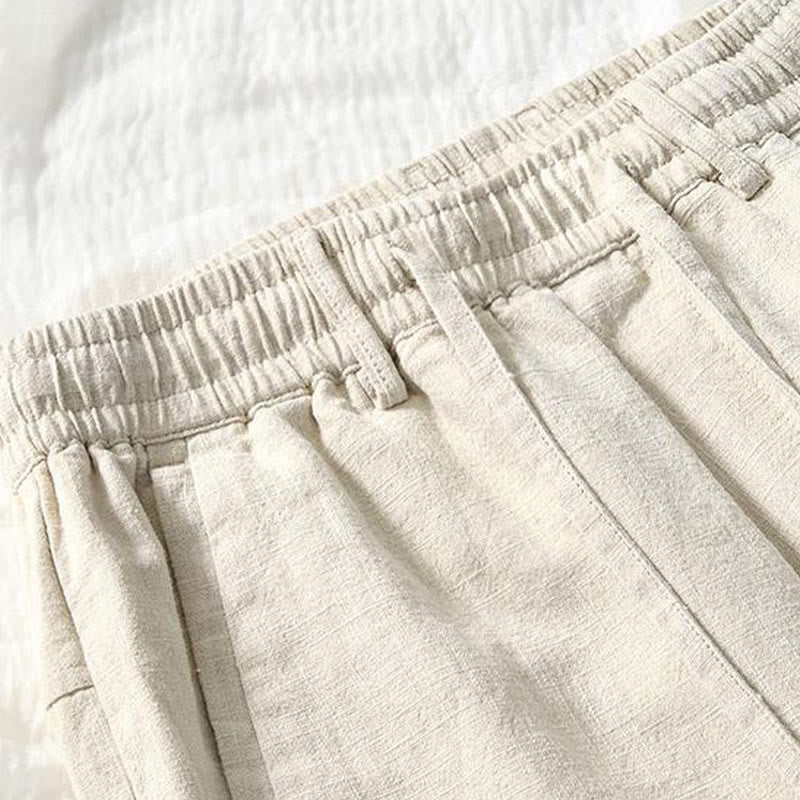 Buddha Stones Versatile Casual Drawstring 7-8 Length Cotton Linen Men's Pants With Pockets - image 1
