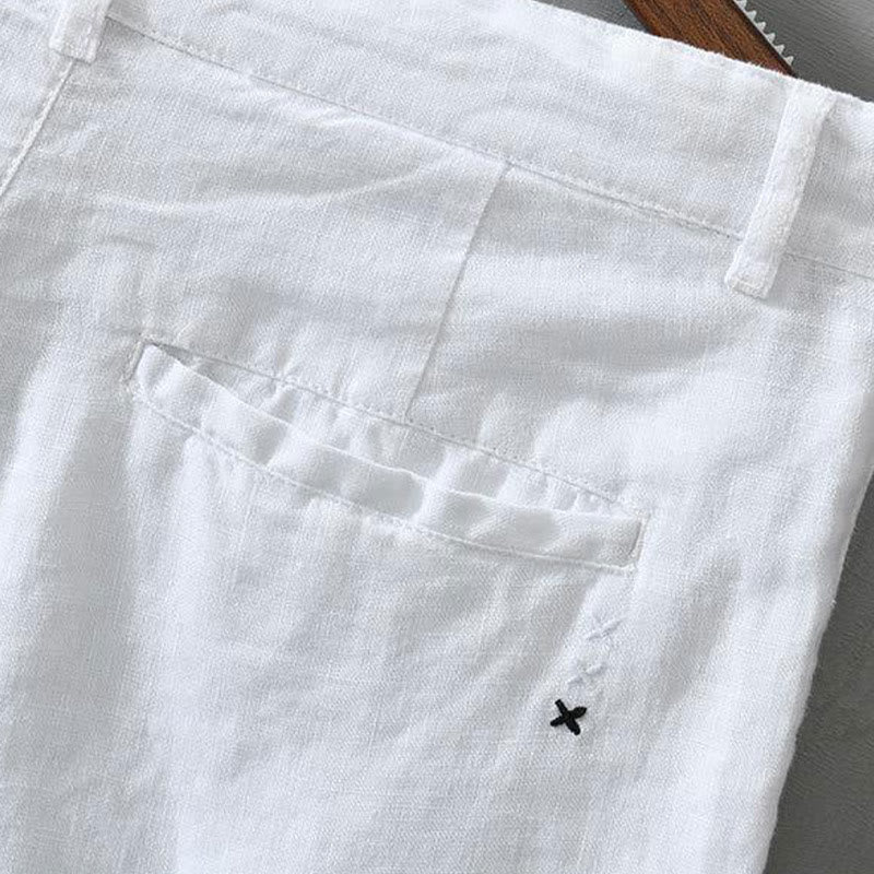 Buddha Stones Solid Color Drawstring Linen Men's Shorts With Pockets - image 10