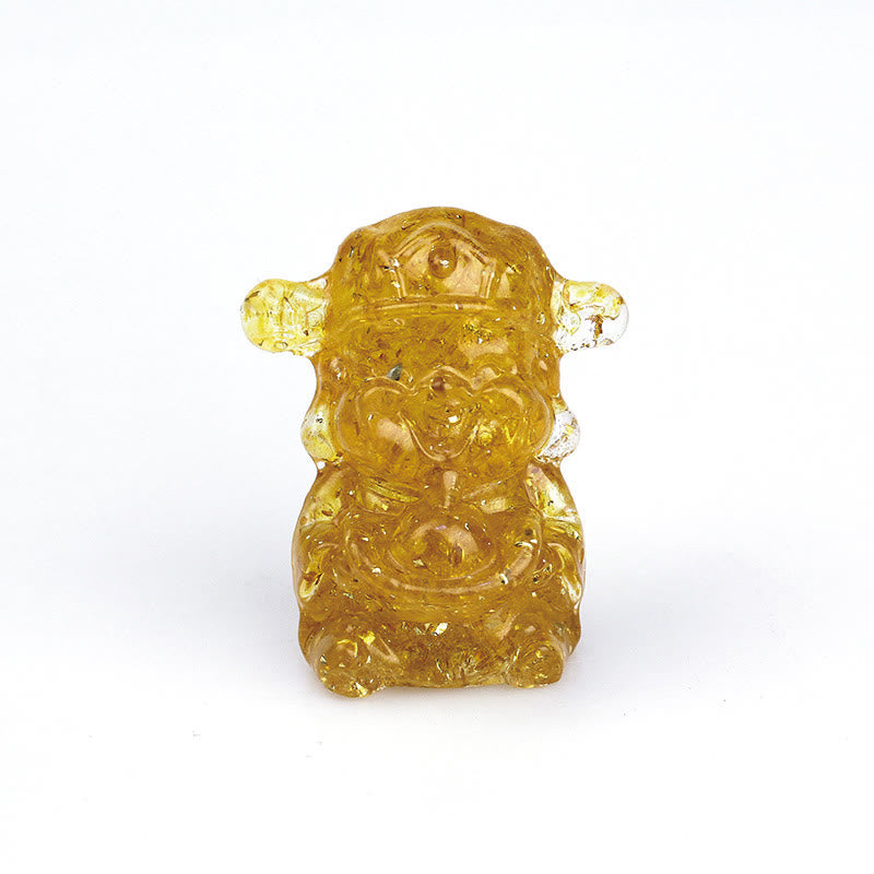 Buddha Stones God of Wealth Amethyst Crystal Resin Energy Fortune Home Decoration - Citrine 5.6*4.7*3.5cm - image 7