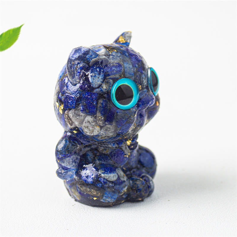 Buddha Stones Cute Cat Lazurite Amethyst Black Obsidian Aquamarine Crystal Resin Positive Home Decoration - image 3