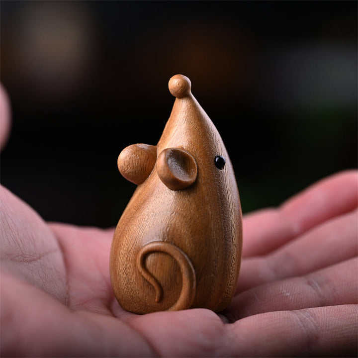 Buddha Stones Small Cat Mouse Green Sandalwood African Red Rosewood Peace Home Decoration - image 17