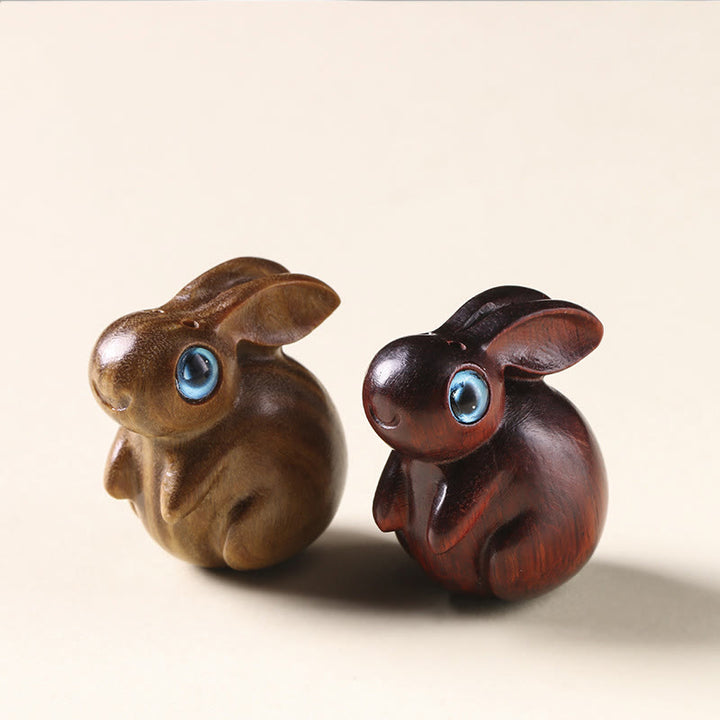 Buddha Stones Small Leaf Red Sandalwood Green Sandalwood Lucky Mini Rabbit Relaxation Decoration - image 14