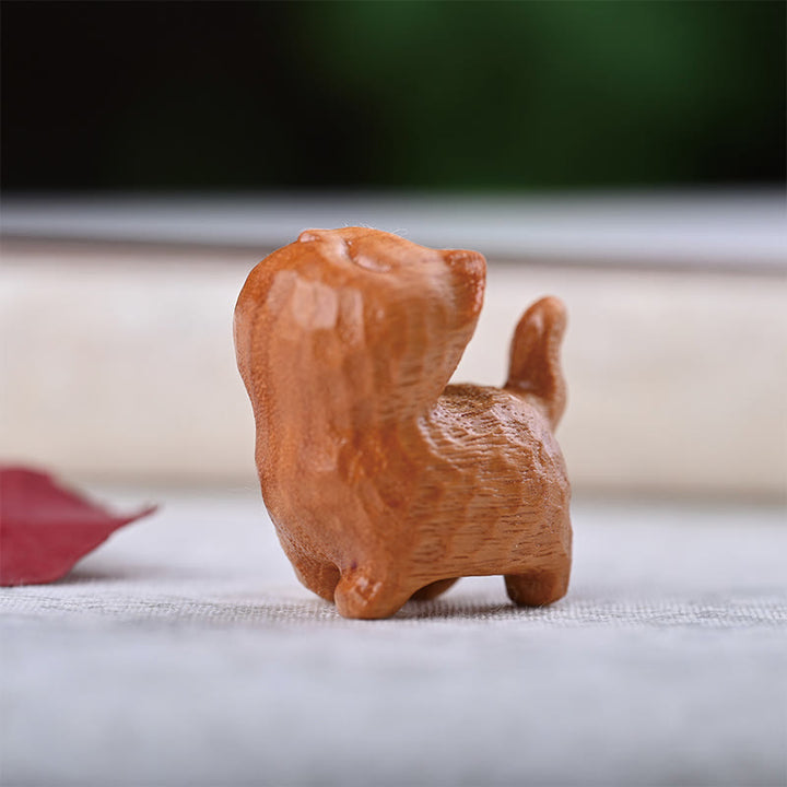 Buddha Stones Green Sandalwood Ebony Wood Sandalwood Small Leaf Red Sandalwood Mini Lucky Cat Peace Decoration - Golden Sandalwood Cat - image 23