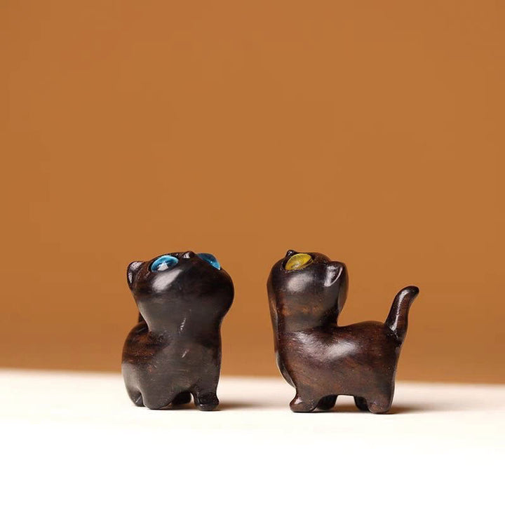 Buddha Stones Green Sandalwood Ebony Wood Sandalwood Small Leaf Red Sandalwood Mini Lucky Cat Peace Decoration - image 33