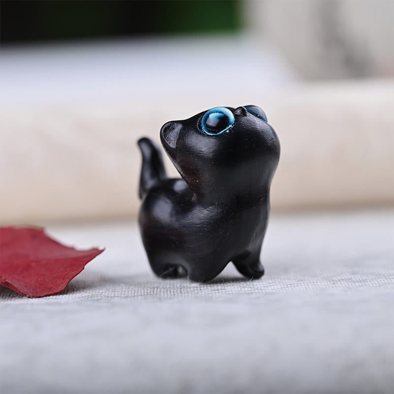 Buddha Stones Green Sandalwood Ebony Wood Sandalwood Small Leaf Red Sandalwood Mini Lucky Cat Peace Decoration - image 10