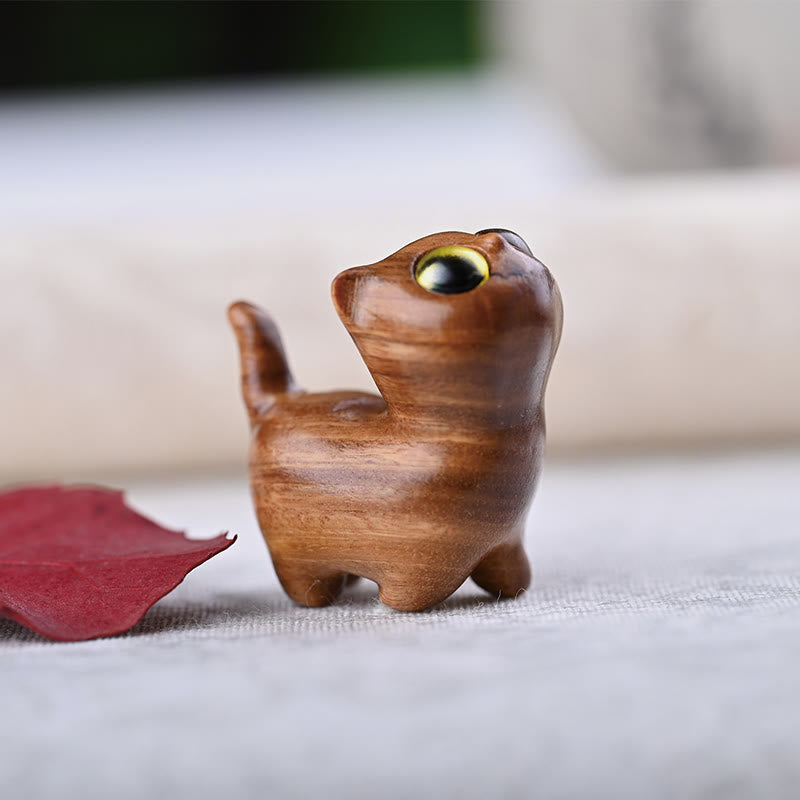 Buddha Stones Green Sandalwood Ebony Wood Sandalwood Small Leaf Red Sandalwood Mini Lucky Cat Peace Decoration - image 28