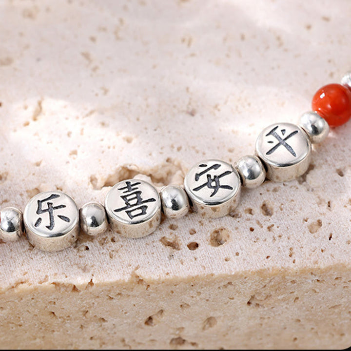 Buddha Stones 925 Sterling Silver Small Beads Red Agate Peace And Joy Blessing Anklet - image 10