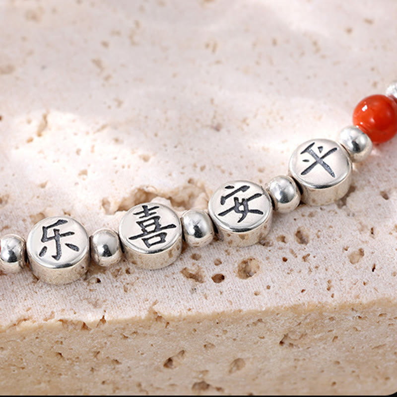 Buddha Stones 925 Sterling Silver Small Beads Red Agate Peace And Joy Blessing Anklet - image 10