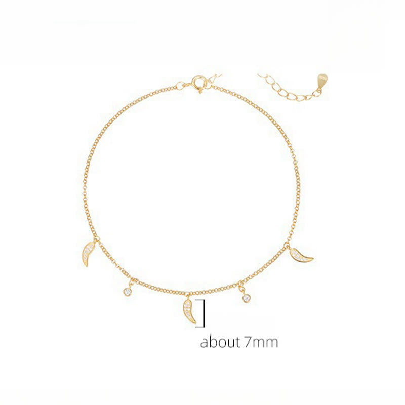 Buddha Stones 925 Sterling Silver Zircon Little Pepper Charm Protection Anklet - image 8