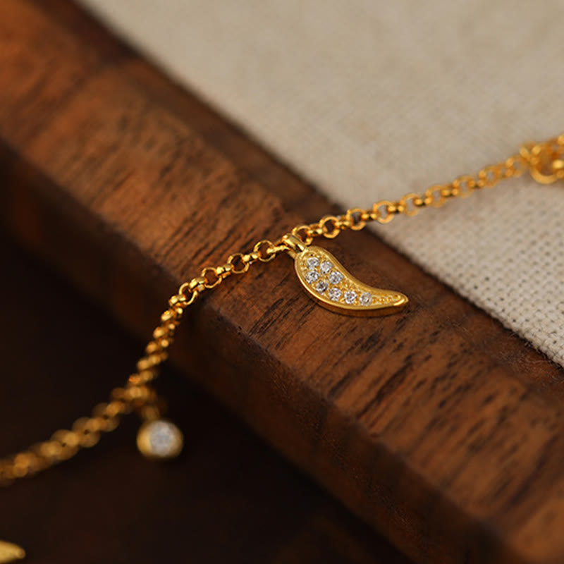 Buddha Stones 925 Sterling Silver Zircon Little Pepper Charm Protection Anklet - image 6