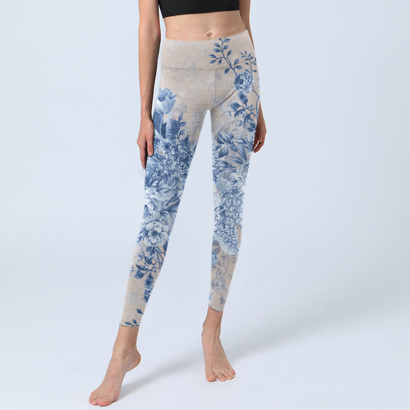 Buddha Stones Rose Daisy Print Gym Leggings Women's Yoga Pants - image 5