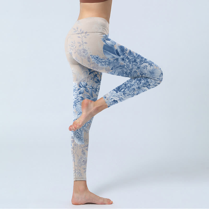 Buddha Stones Rose Daisy Print Gym Leggings Women's Yoga Pants - image 5